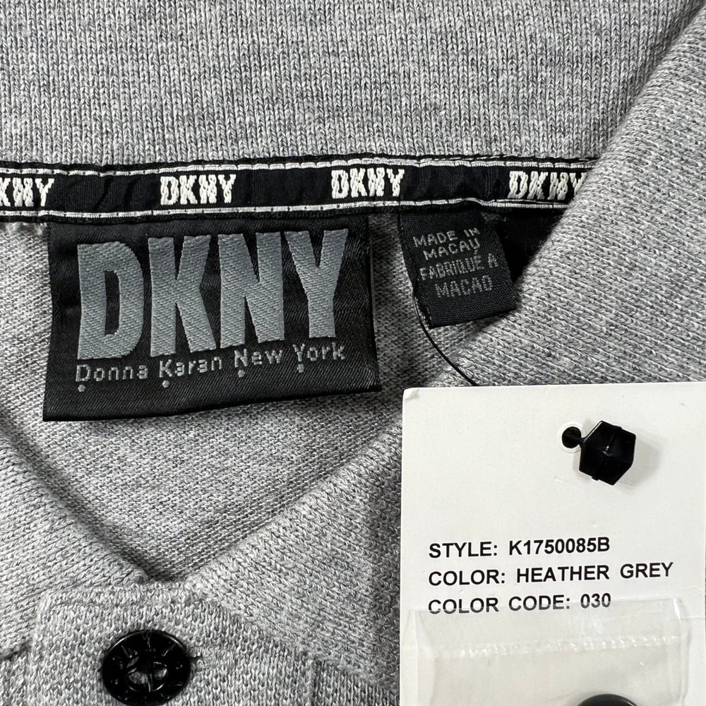 DKNY Polo Shirt Men's XL Grey Short Sleeve Tipped Collar Logo USA VTG NWT - Picture 6 of 12